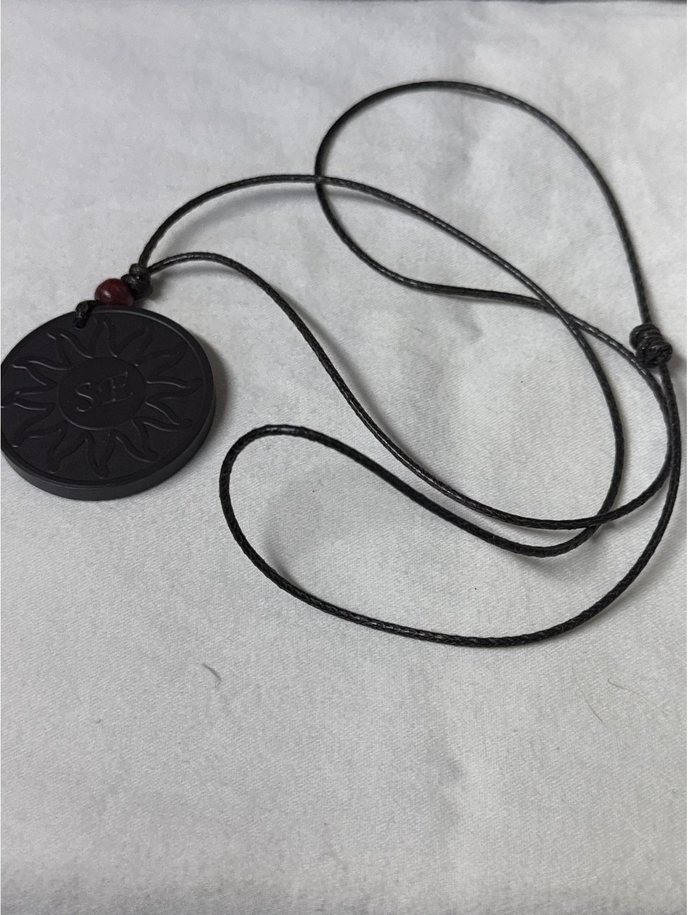 Black Sun Pendant Necklace with Adjustable Cord